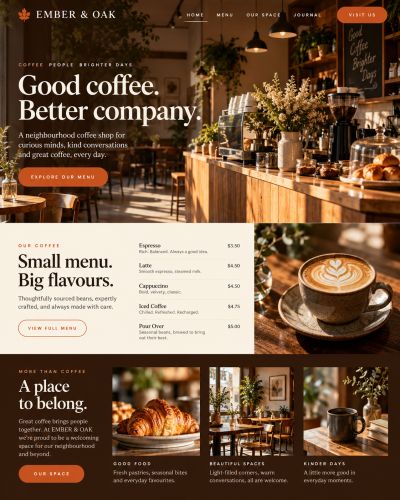 Independent coffee shop website concept